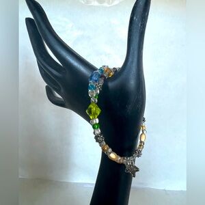 Adjustable Multicolor Beaded Charm Bracelet